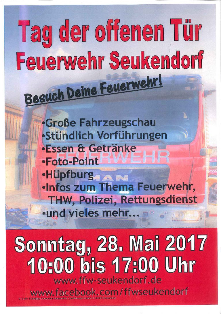 Vorankündigung Tag der offenen Türe der FF Seukendorf